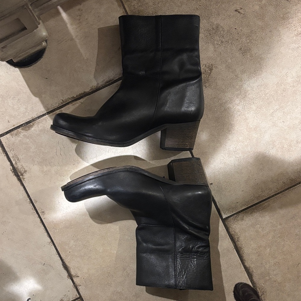 Black Leather Ankle Boots